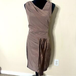 2 B Rych Women’s Taupe Sleeveless Knee Length Silk‎ Cocktail Dress Sz XS